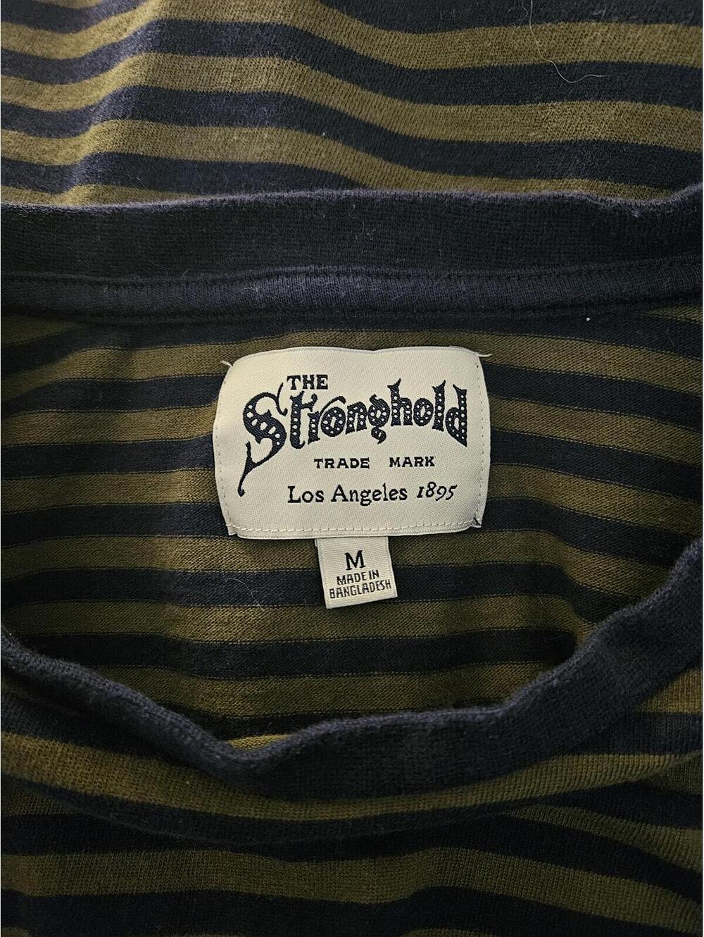 The Stronghold Striped Short Sleeve T-Shirt Size M in Classic Navy and Olive Grn - Picture 4 of 5